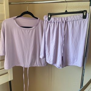 Lilac lounge short and crop top set